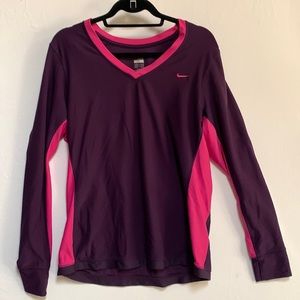 Nike v neck purple pink long sleeve shirt